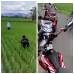 Viral! Hindari Tilang, Dua Pemuda di Gorontalo Cabut Rumput di Sawah untuk Mengelabui Polisi