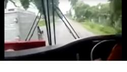 Bus Sumber Kencono versus Truk Bok,  Tak Sengaja sampai Selip Kereta Api