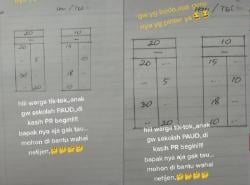 Bikin Melongo, Anak PAUD Ini Dapat PR Matematika Sulit, Orang Tuanya Sampai Kesulitan dan Menyerah