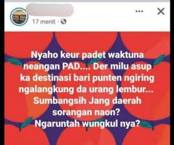 Status Media Sosial Akun Pribadi Oknum Pejabat Pangandaran, Membuat Geram Warganet