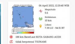 Kota Sabang Aceh Diguncang Gempa Bumi Magnitudo 5,6