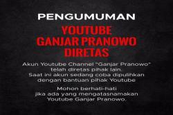 Akun YouTubenya Diretas, Ganjar Pranowo Minta Masyarakat Berhati-hati