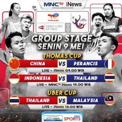 Tim Bulu Tangkis Indonesia vs Thailand Tampilkan 5 Laga Seru, Live iNews dan MNCTV!