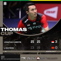 Jojo Pastikan Tiket Semifinal Thomas Cup 2022