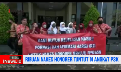 Video Ribuan Nakes Geruduk DPRD Brebes Tuntut Diangkat Tenaga P3K