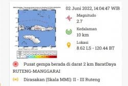 Ruteng Manggarai Diguncang Gempa Bumi Magnitudo 2,7