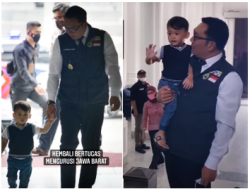 Kembali Bekerja, Ridwan Kamil Ditemani Putra Bungsunya, Arkana