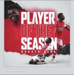 Bakayo Saka Terpilih sebagai Player of Season Arsenal.