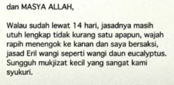 Jenazah Eril Dimandikan, Ridwan Kamil Sebut Wanginya Seperti Daun Eucalyptus