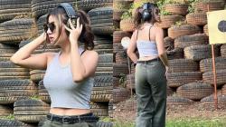 Ghea Youbi Pakai Tanktop Ketat Latihan Menembak Bikin Salfok, Netizen: Tomb Raider Jawa Barat Nih!