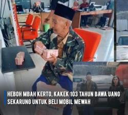 Kakek Berusia 103 Tahun Asal Lumajang Bawa Duit Sekarung Beli Mobil Pajero Sport Viral