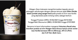 Punya Es Krim Haagen Dazs Vanilla? Segera Tukar Ke Outlet Terdekat Sebab Edarannya Ditarik BPOM