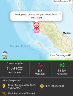 Waspada! Kota Serambi Mekah Diguncang Gempa 5,6 SR, BMKG Beri Imbauan Hati-hati Gempa Susulan