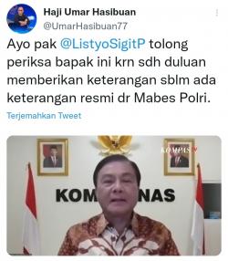 Melalui Akun Twitter,Tokoh NU Minta Kapolri Periksa Benny Mamoto Terkait Kasus Pembunuhan Brigadir J