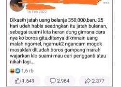 Viral, Suami Curhat Ingin Nikah Lagi Gara-gara Istri Tak Mampu Kelola Uang Rp 350 Ribu untuk Sebulan