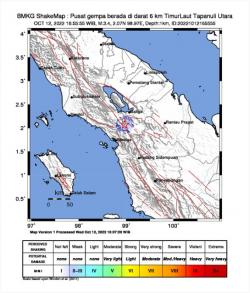 Taput Kembali Diguncang Gempa Berkekuatan M3,4 Akibat Aktivitas Sesar Sumatera Pada Segmen Renun