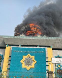 Kebakaran Saat Renovasi Kubah Masjid Jakarta Islamic Center, 4 Orang Pekerja Diamankan Polisi