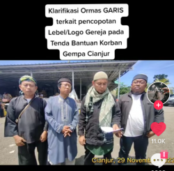 Pencopotan Label Gereja di Tenda Bantuan Gempa Cianjur, DPP Ormas Garis: itu Bukan Agenda Kegiatan