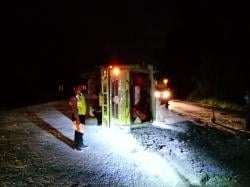 Rem Blong, Truk Muatan Tepung Terguling Tabrak Beton Pembatas Jalan di Tarahan Sopir Tewas di Tempat