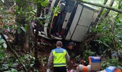 Kronologi Bus Pariwisata Masuk Jurang di Sarangan, Seharusnya Bus Belok Kiri tapi Berjalan Lurus