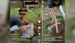 Video Viral Seorang Bapak Kubur TV di Halaman Rumahnya, Ini Alasannya