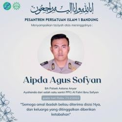 Aipda Agus Sofyan Meninggal Jadi Korban Bom Bunuh Diri di Polsek Astana Anyar Bandung