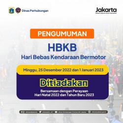 25 Desember dan 1 Januari 2023, Hari Bebas Kendaraan Bermotor Ditiadakan