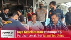 Jaga Keselamatan Penumpang, Puluhan Awak Bus Jalani Tes Urine di Gresik