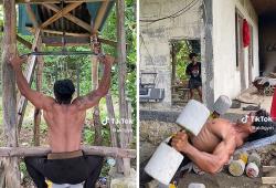 Wow! Bodi para Pemuda Kampung Ini Mirip Ade Rai Semua, Alat Body Building hanya dari Semen dan Kayu