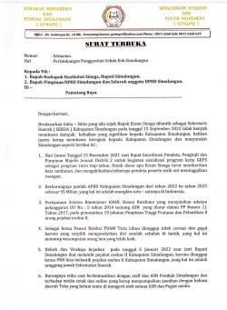 Gemapsi Kirim Surat Terbuka ke Bupati Simalungun, Minta Sekda Esron Sinaga Diganti