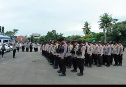 Personel Polres Cilegon Gelar Apel Pengamanan Unras di PT KTI Kerenceng