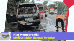 Berniat Memperbaiki, Minibus Malah Hangus Terbakar