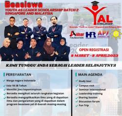 Buruan Daftar! Beasiswa YAL Singapura Batch 2 Kembali Dibuka