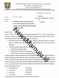 Surat Dilayangkan ke DPRD Sulbar, Perihal Pengaduan Program Penanaman 1.250.000 Mangrove 