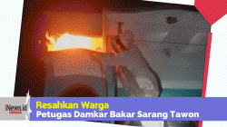 Resahkan Warga, Damkar Gresik Bakar Sarang Tawon