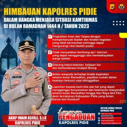 Kapolres Pidie Imbau Masyarakat Jaga Kamtibmas Selama Ramadhan