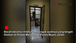 Peluk Haru Bocah 4 Tahun Jenguk Ayahnya di Tahanan