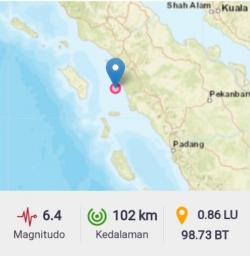 Gempa Berskala 6.4 SR Landa Pandang Sidempuan