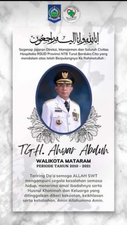 Mantan Walikota Mataram Ahyar Abduh Meninggal Dunia di RSUD Provinsi NTB