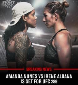 UFC 289  Pena Cedera Rusuk, Trilogi dengan Nunes Batal,  Irene Aldana jadi Pengganti