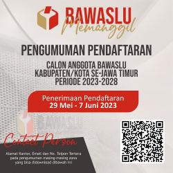 Lowongan Bawaslu Jatim, Kab/Kota Pasuruan Masuk Zona 4, Simak Cara Mendaftarnya!