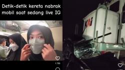 Detik-Detik Kereta Api Tabrak Mobil Terekam Live IG, Penumpang Syok Lihat Kendaraan Sudah Remuk