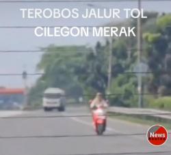 Heboh! Seorang Pelajar Pengendara Sepeda Motor Terobos Jalan Tol Cilegon- Merak