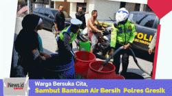 Warga Bersuka Cita, Sambut Bantuan Air Bersih dari Polres Gresik