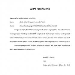 Tegaskan Lewat Surat Pernyataan, Dedy Nyatakan Siap Maju Pileg 2024