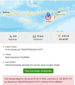 Breaking News, Gempa Terkini M6,0 Guncang TTU NTT, Terasa Hingga Ke Atambua