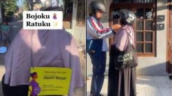 Bikin Haru, Viral Suami Buat Tulisan Istrinya Lagi Hamil Besar agar Tak Diklakson Pengendara Lain