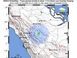 Gempa Bumi Berkekuatan 4.3 Magnitudo Guncang Kuansing, Dirasakan Hingga ke Solok