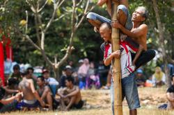 Semarak HUT ke-78 RI, Ganjar Creasi Adakan Lomba Panjat Pinang di Surabaya