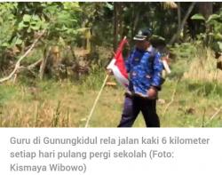 Rela Jalan Kaki 6 Km Pulang Pergi, Guru Ini Mengajar dengan Tulus